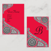 Carte De Visite MONOGRAMME DE RENAISSANCE 4 rouge (Devant / Derrière)