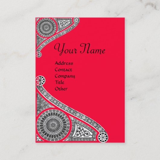 Carte De Visite MONOGRAMME DE RENAISSANCE 4 rouge (Devant)