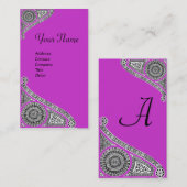 Carte De Visite MONOGRAMME DE RENAISSANCE 4 violet clair (Devant / Derrière)