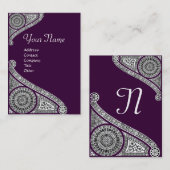 Carte De Visite MONOGRAMME DE RENAISSANCE 4 violet foncé (Devant / Derrière)