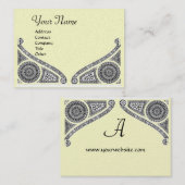 Carte De Visite MONOGRAMME DE RENAISSANCE, platine métallique, arg (Devant / Derrière)