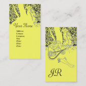 Carte De Visite MONOGRAMME DE ROMANCE, noir et jaune (Devant / Derrière)
