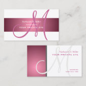 Carte De Visite Monogramme de Rose poussiéreux/do-it-yourself coul (Devant / Derrière)