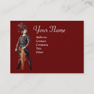 Carte De Visite Monogramme de SAINT GEORGE, Rouge Noir