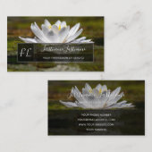 Carte De Visite monogramme de santé mentale de fleurs de lotus bla (Devant / Derrière)