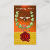 CARTE DE VISITE MONOGRAMME DE SCEAU DE CIRE ROUGE HONEY BEE BEEKEE (Dos)