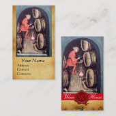 CARTE DE VISITE MONOGRAMME DE SCEAU ROUGE EN CIRE ANTIQUE (Devant / Derrière)