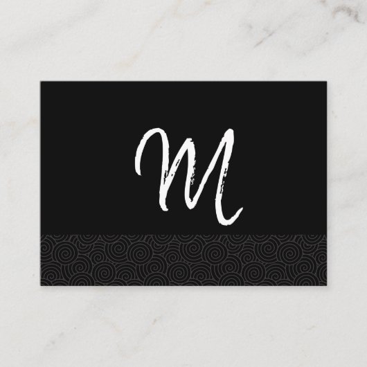 Carte De Visite Monogramme de script avec garniture en spirale (Devant)