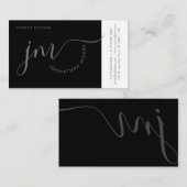 Carte De Visite Monogramme de script gris courbure professionnel (Devant / Derrière)