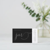 Carte De Visite Monogramme de script gris courbure professionnel (Debout devant)