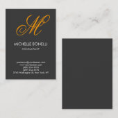 Carte de visite monogramme de script gris orange m (Devant / Derrière)