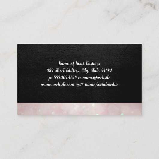 Carte De Visite Monogramme de script | Leather Bokeh (Dos)