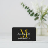 Carte De Visite Monogramme de Script Moderne (Code QR) Chic Noir O (Debout devant)