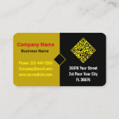 Carte De Visite Monogramme de Script Moderne (Code QR) Chic Noir O (Dos)