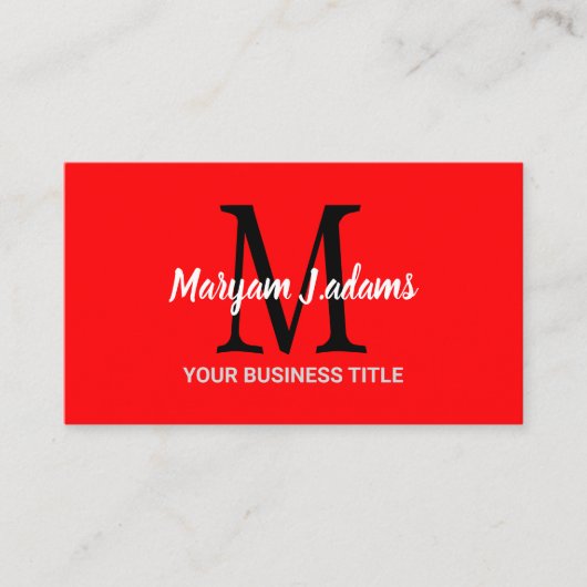 Carte De Visite Monogramme de script moderne (Code QR) Chic Noir R (Devant)