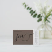 Carte De Visite Monogramme de script noir Brown à courbure profess (Debout devant)