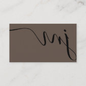 Carte De Visite Monogramme de script noir Brown à courbure profess (Dos)