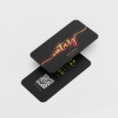 Carte De Visite Monogramme de script public noir QR