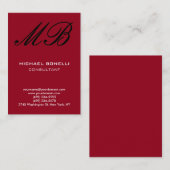 Carte de visite monogramme de script rouge carmin  (Devant / Derrière)