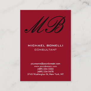 Carte de visite monogramme de script rouge carmin 