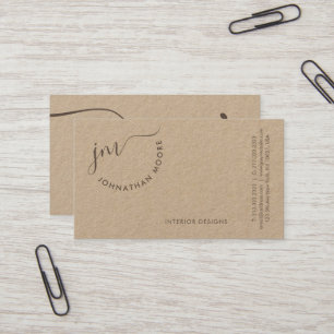 Carte De Visite Monogramme de signature à courbure unique Rustic K