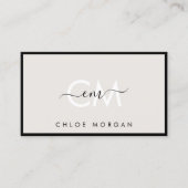 Carte De Visite Monogramme de signature de script gris noir modern (Devant)