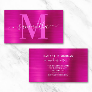 Carte De Visite Monogramme de signature rose scintillant