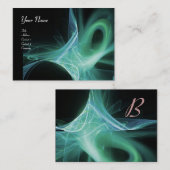 Carte De Visite MONOGRAMME DE SOURIS Vibrant noir vert gris (Devant / Derrière)