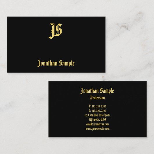 Carte De Visite Monogramme de texte classique ancien Modèle élégan (Devant / Derrière)