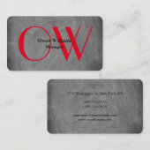 Carte De Visite Monogramme de texte rouge gras élégant unique (Devant / Derrière)