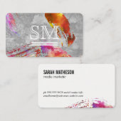 Carte De Visite Monogramme de texture broyée contemporaine (Devant / Derrière)