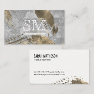 Carte De Visite Monogramme de texture broyée en or contemporain