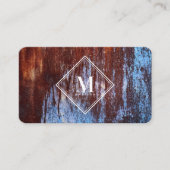 Carte De Visite Monogramme de texture métallique Brown bleue (Devant)