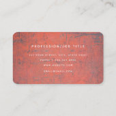 Carte De Visite Monogramme de texture métallique rouille rouge ini (Dos)