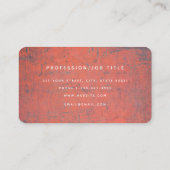 Carte De Visite Monogramme de texture métallique rouille rouge ini (Dos)