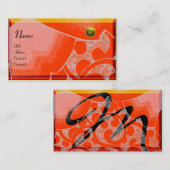 Carte De Visite MONOGRAMME DE TOPAZ, jaune blanc orange (Devant / Derrière)