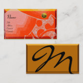 Carte De Visite MONOGRAMME DE TOPAZ, jaune blanc orange (Devant / Derrière)