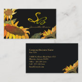Carte De Visite Monogramme de tournesol gras artistique (Devant / Derrière)