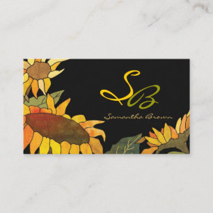 Carte De Visite Monogramme de tournesol gras artistique