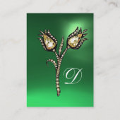 Carte De Visite MONOGRAMME DE TULIPS DE DIAMONNE, Jade verte (Dos)