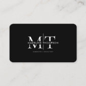 Carte De Visite Monogramme de typographie moderne Code QR noir (Devant)