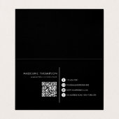 Carte De Visite Monogramme de typographie moderne plié avec QR cod (Intérieur déplié)