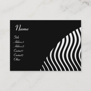 Carte De Visite MONOGRAMME DE VAGUES ÉLÉGANTES, rose noir et blanc