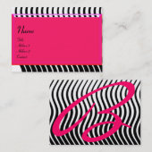 Carte De Visite MONOGRAMME DE VAGUES STYLISH, rose noir et blanc (Devant / Derrière)