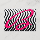 Carte De Visite MONOGRAMME DE VAGUES STYLISH, rose noir et blanc (Dos)