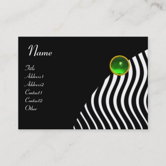 Carte De Visite MONOGRAMME DE VAGUES STYLISH, vert noir et blanc (Devant)