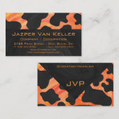 Carte De Visite Monogramme de zèbre orange et noir (Devant / Derrière)