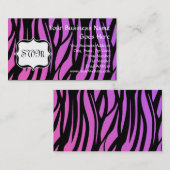 Carte De Visite Monogramme De Zèbres Violets Et Roses (Devant / Derrière)