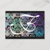 Carte De Visite MONOGRAMME D'ÉCLAIRAGE BLEU OR, fuchsia verte (Dos)