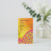 Carte De Visite MONOGRAMME DÉCO, Éperons bleu Fuchsia rose jaune (Debout devant)